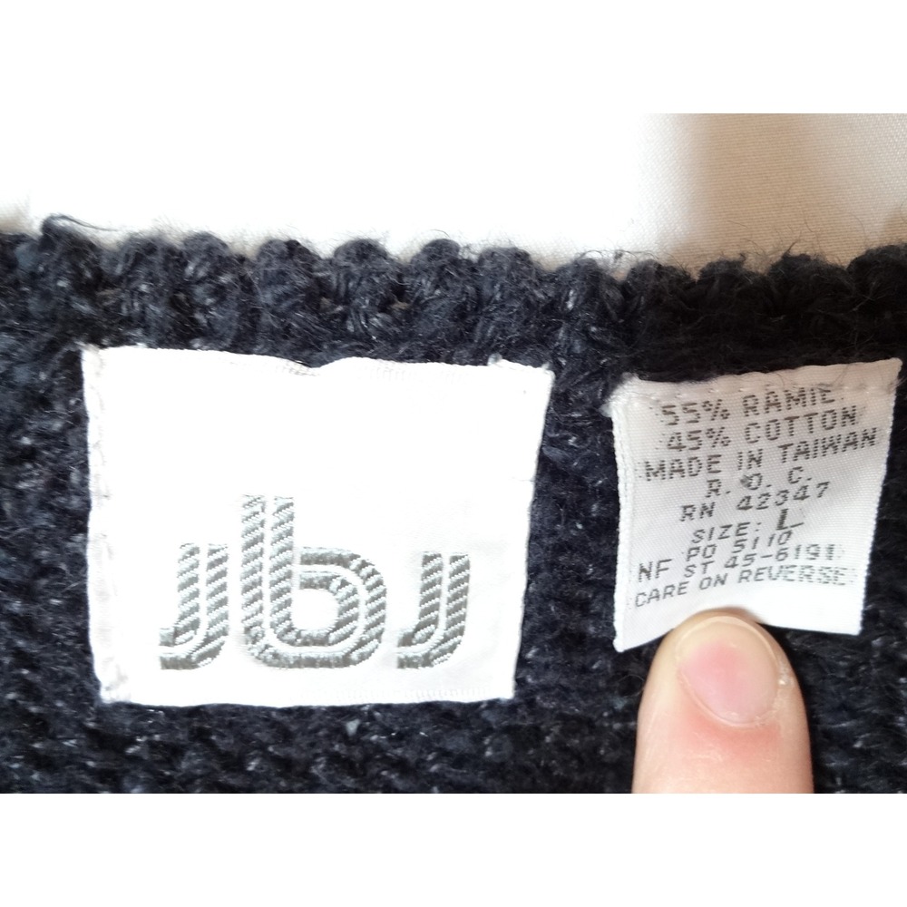 VTG jbj Knit Sweater Vest Womens Large Black Chevron V-Neck 80s 90s Boho Retro - Picture 6 of 8